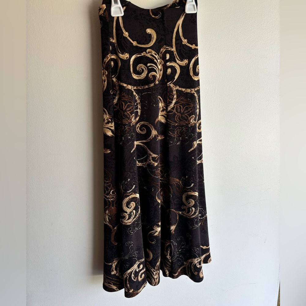 Vintage 90s Slinky Black and Gold Women's Skirt